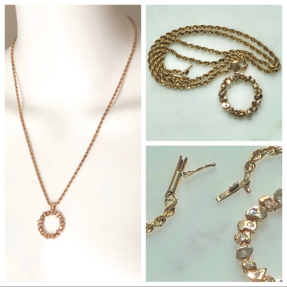Jewelry - Vintage 14K Gold Nuggets w/Diamonds Rope Chain